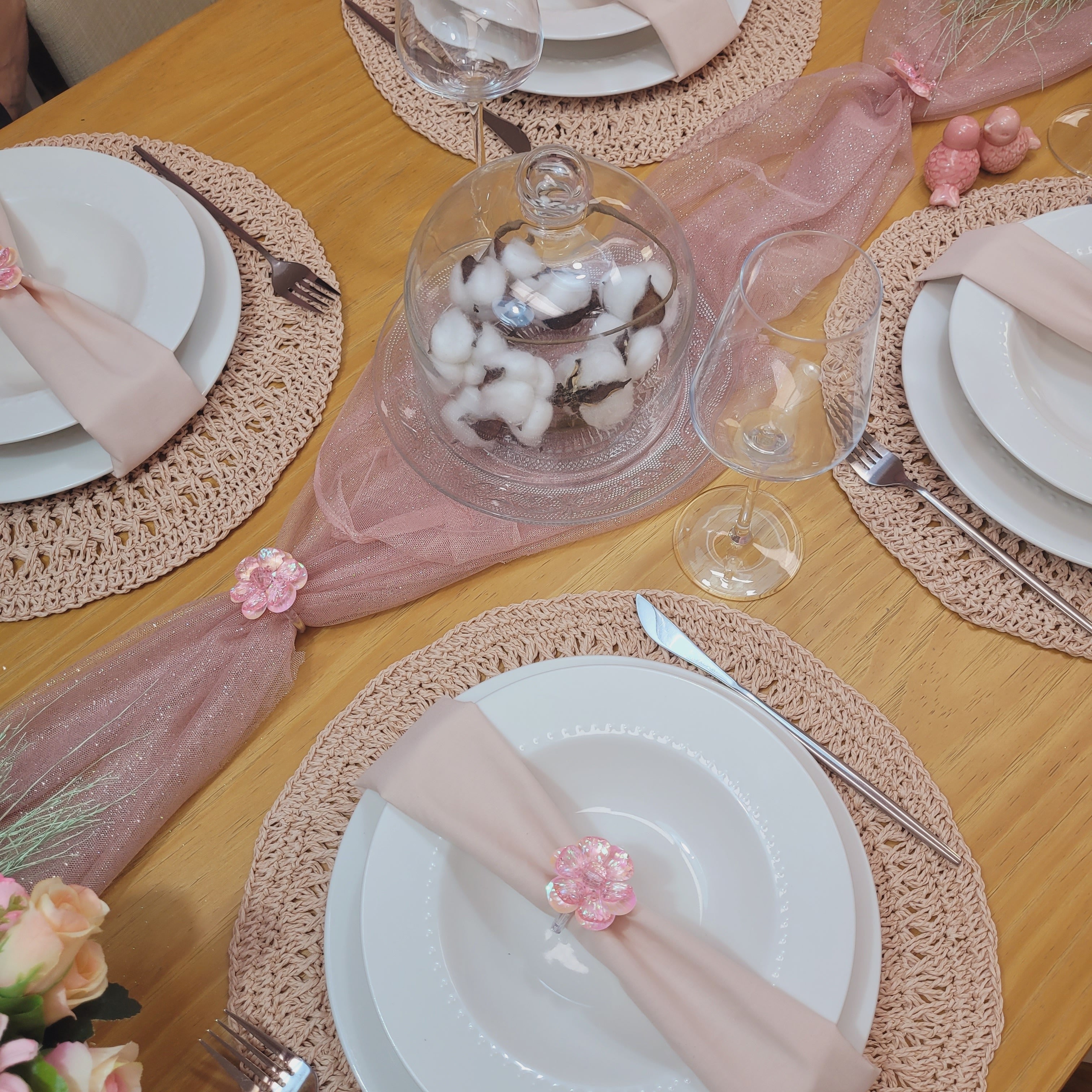 Charlo's Set of 4 Nude Sustainable Rustic Chic Round Placemats 16