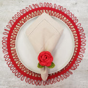Charlo's Set of 2 Red Sustainable Brazilian Jute Liz Round Placemats Sousplat 16