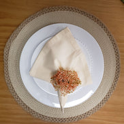Set of 4 Tabletop Collection Indoor/Outdoor Beige String Round Placemat 15