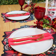 Maison Charlô - Set of 4 Waterproof Garland Placemats Christmas - Black