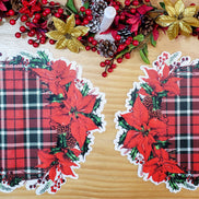 Maison Charlô - Set of 4 Waterproof Placemats Christmas Plaid Cloth - Red