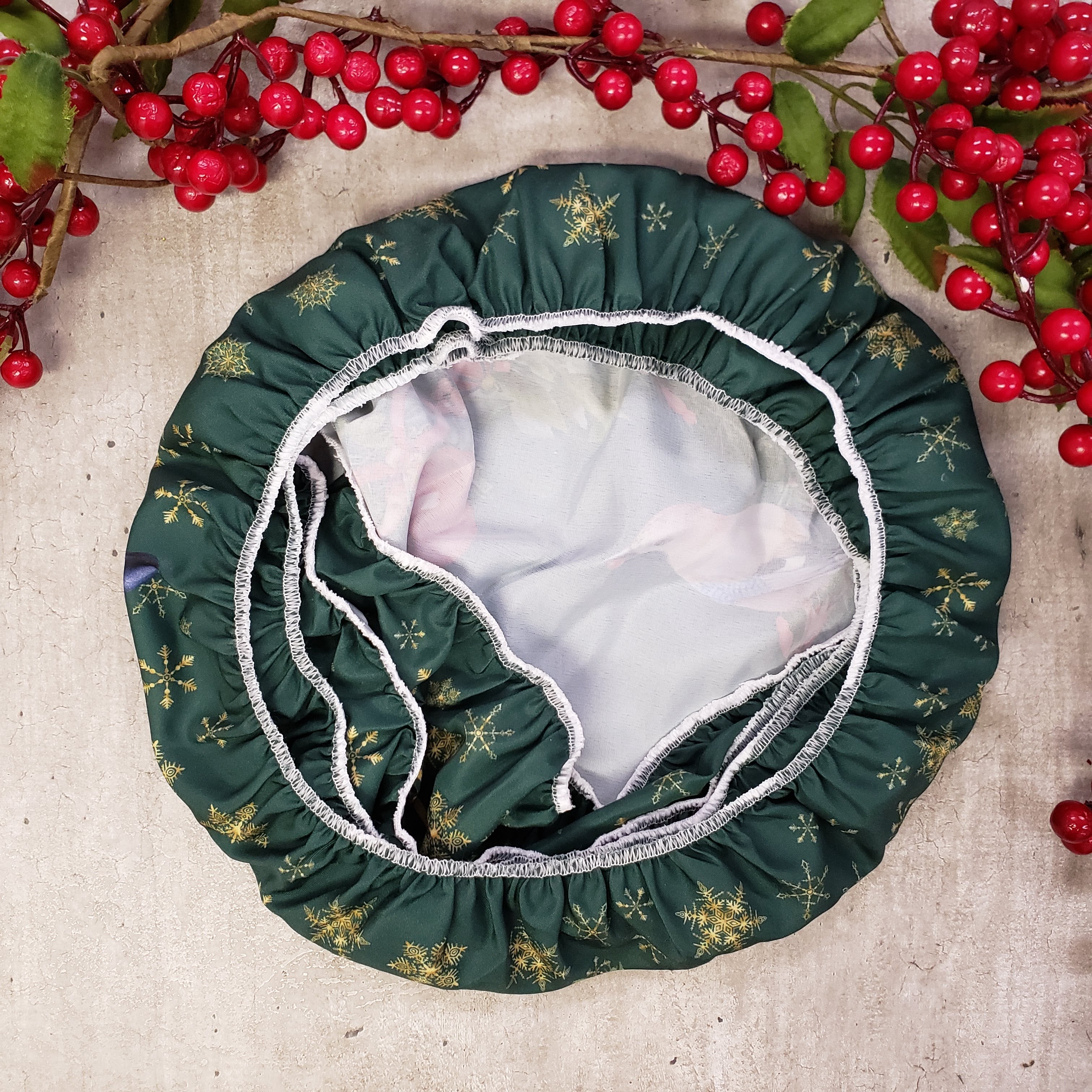Maison Charlô | Conjunto com 4 Capas para Sousplats Redondos Pássaro de Natal de Tecido 35cm Diâmetro - Verde