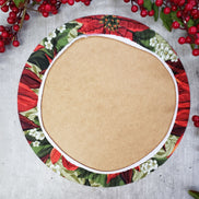 Set of 4 Round Placemats Covers Christmas Big Red Flower Cloth 14