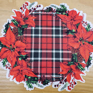 Maison Charlô - Set of 4 Waterproof Placemats Christmas Plaid Cloth - Red