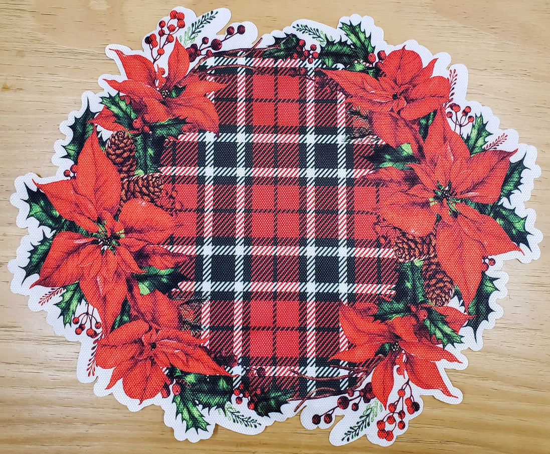 Maison Charlô - Set of 4 Waterproof Placemats Christmas Plaid Cloth - Red