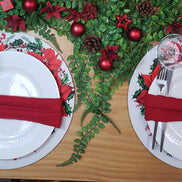 Conjunto de 4 capas de lugar-americano redondas de pano com flores de Natal 35,5 cm diâmetro | Cinza