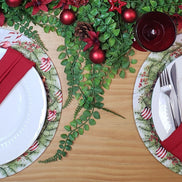 Conjunto de 4 capas de lugar-americano redondas Pano de Esquilo de Natal 35,5 cm diâmetro | Vermelho