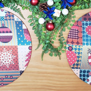 Set of 4 Round Placemats Covers Christmas Patchwork Cloth 14