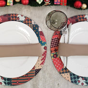 Set of 4 Round Placemats Covers Christmas Patchwork Cloth 14
