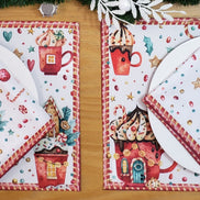 Set of 4 Placemats Christmas Candy Cloth Waterproof 17