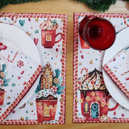 Set of 4 Placemats Christmas Candy Cloth Waterproof 17