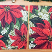 Set of 4 Placemats Bright Red Christmas Flower Cloth Waterproof 17