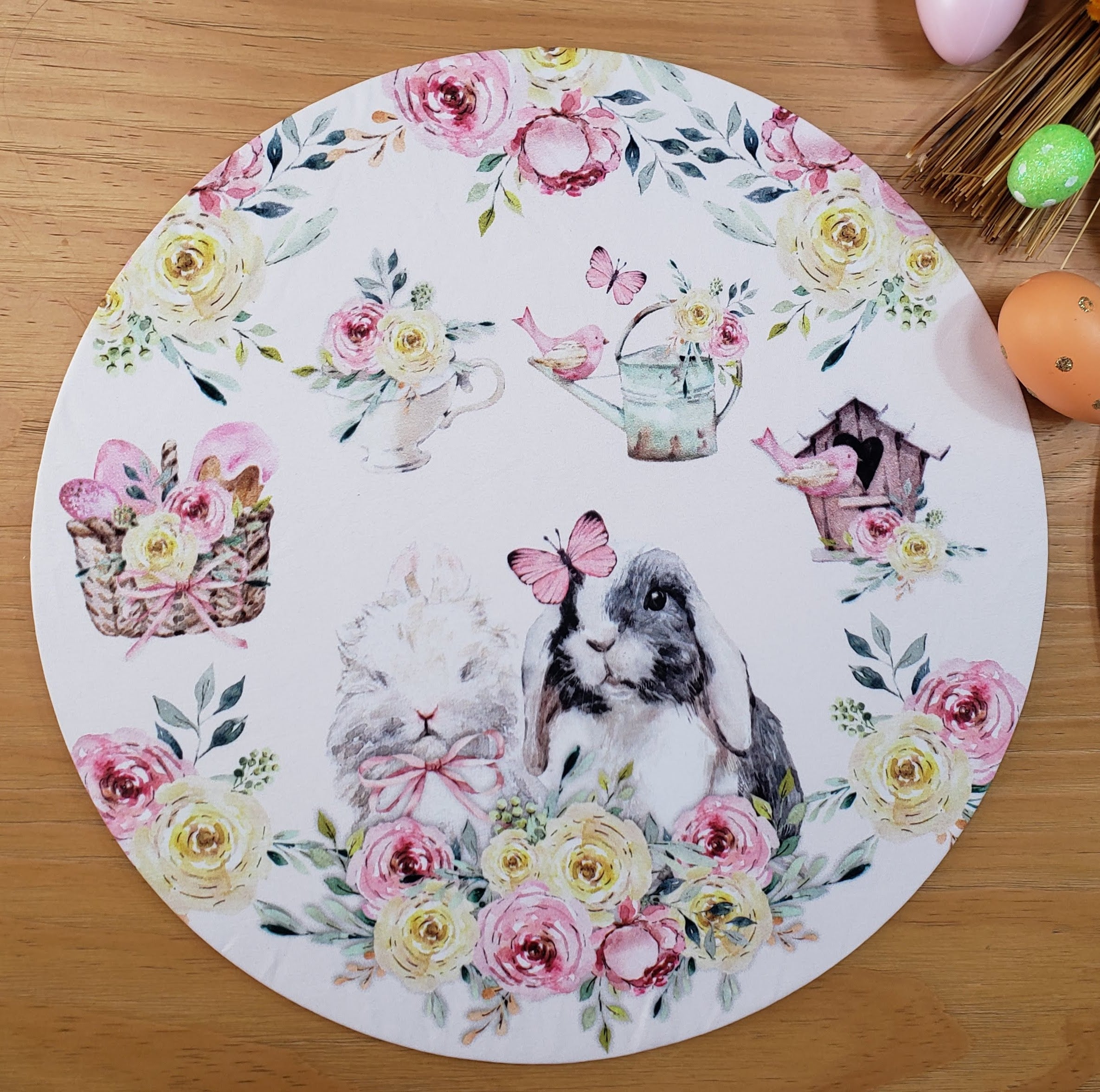 Set of 4 Happy Easter Garden Rose Covers for Round Placemats 14