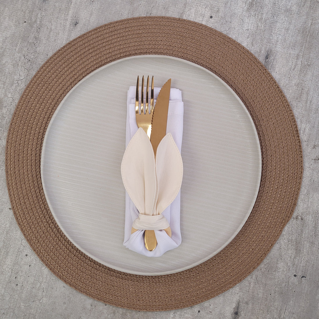 Maison Charlo | Conjunto de 4 Porta-Guardanapos Orelha de Coelho | Decoração de Páscoa para Mesa (Branco Off-white)
