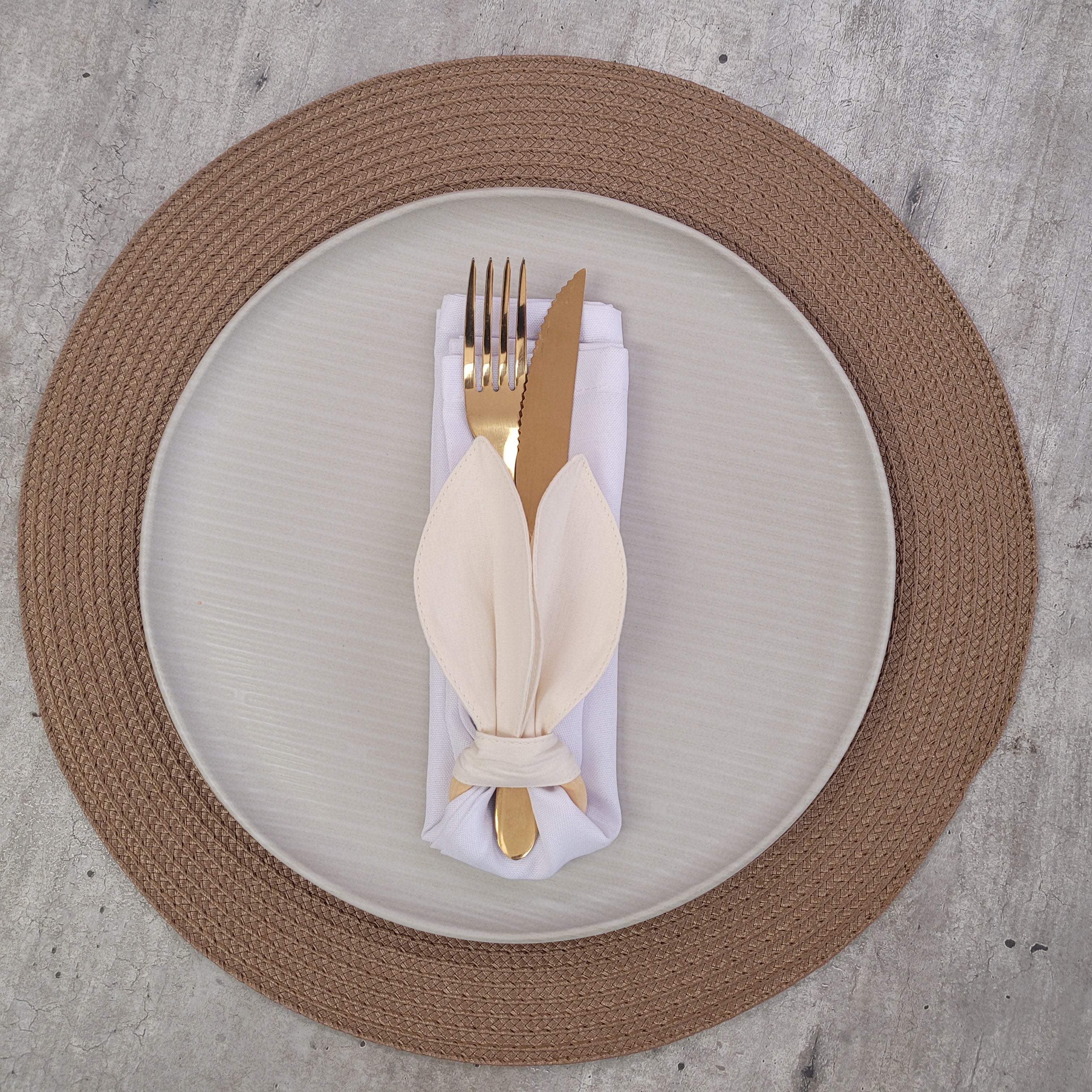 Maison Charlo | Conjunto de 4 Porta-Guardanapos Orelha de Coelho | Decoração de Páscoa para Mesa (Branco Off-white)