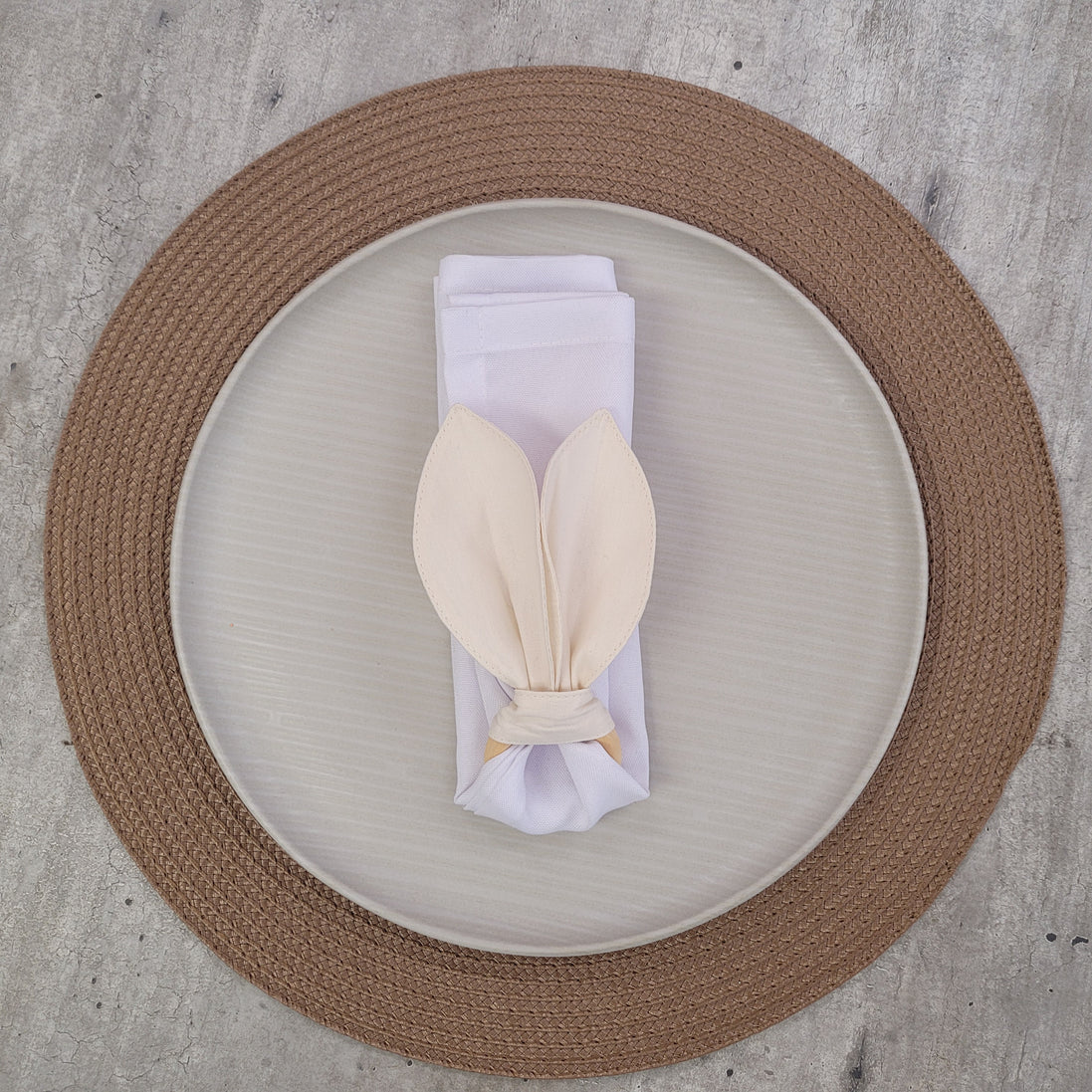Maison Charlo | Conjunto de 4 Porta-Guardanapos Orelha de Coelho | Decoração de Páscoa para Mesa (Branco Off-white)