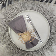 Set of 4 Beige Rustic Savanna Flower Napkin Rings