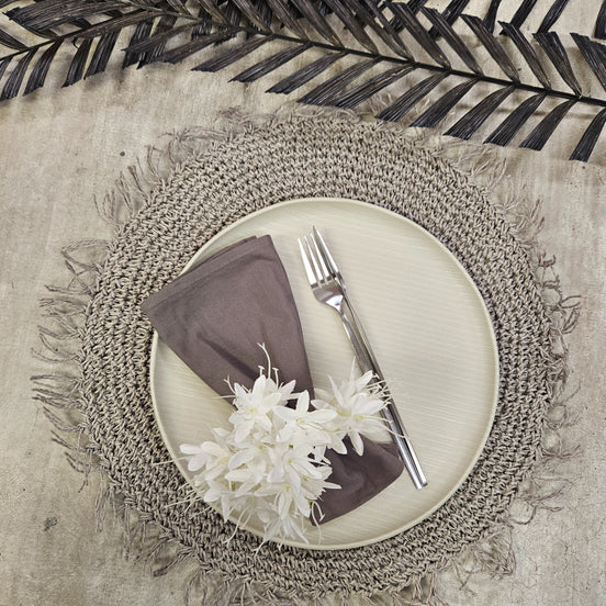 Jogo de 4 Guardanapos de Pano Sólido Charlo Cinza 100% Algodão 38 cm x 38 cm Lavável Reutilizável