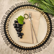Charlo's Set of 2 Black Sustainable Brazilian Jute Liz Round Placemats Sousplat 16