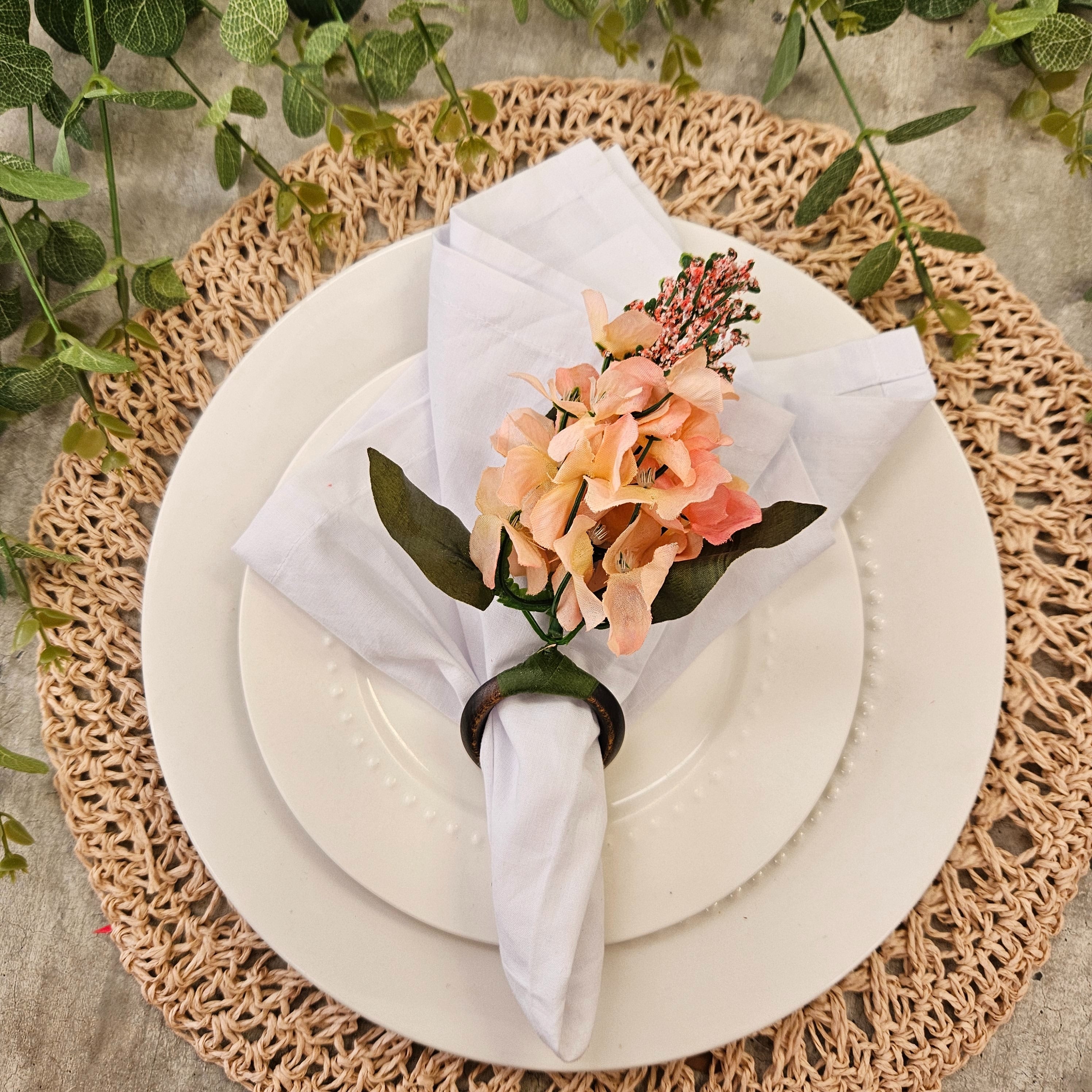 Charlo's Set of 4 Nude Sustainable Rustic Chic Round Placemats 16