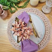 Charlo's Set of 4 Nude Sustainable Rustic Chic Round Placemats 16