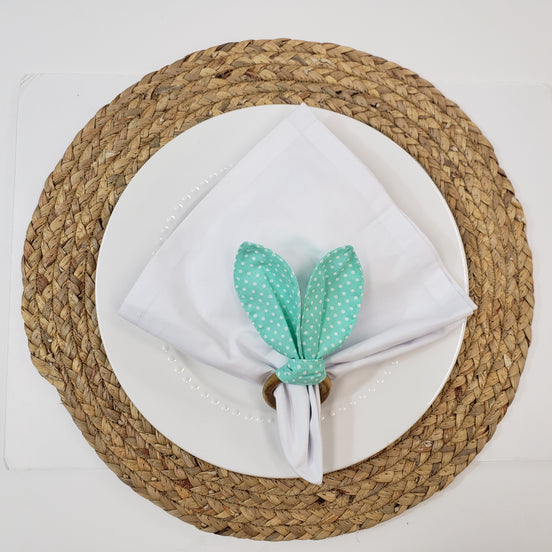 Maison Charlo | Anéis de Guardanapo Orelhas de Coelho Verdes de Bolinhas – Conjunto de 4 unidades | Decoração de Mesa de Jantar