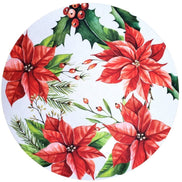 Set of 4 Round Placemats Covers Red Christmas Flower 14
