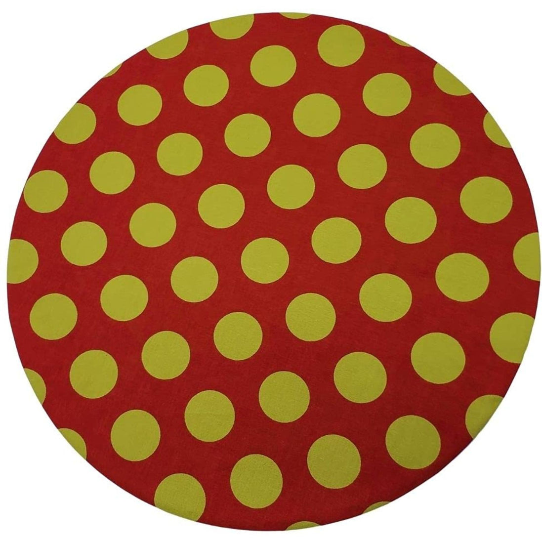 Set of 4 Cotton Placemat Covers with Large Red and Gold Polka Dots 14" Dia