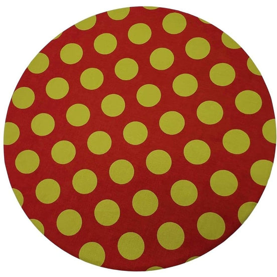 Set of 4 Cotton Placemat Covers with Large Red and Gold Polka Dots 14" Dia