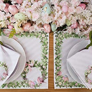Guardanapos de Tecido Sintético de Páscoa da Charlo Pássaro Coelho Rosa Xadrez Reutilizáveis 40,6 x 40,6 cm