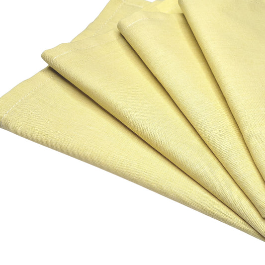 Charlo's Set of 4 Yellow 100% Cotton Solid Cloth Napkins 15" by 15" Washable Reusable