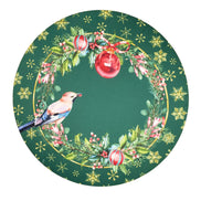 Maison Charlô | Conjunto com 4 Capas para Sousplats Redondos Pássaro de Natal de Tecido 35cm Diâmetro - Verde