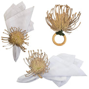 Set of 4 Beige Rustic Savanna Flower Napkin Rings