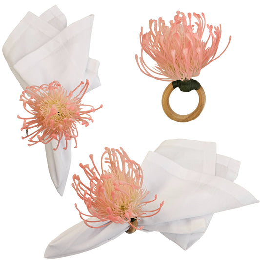 Set of 4 Rose Rustic Savanna Flower Napkin Rings
