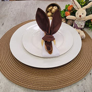 Maison Charlo | Set of 4 Brown Bunny Ears Napkin Rings |  Easter Decorations for Table | Chocolate Brown