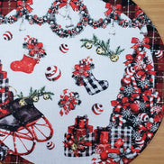 Conjunto de 4 Capas de Sousplat Redondas Cestas de Presente Pano de Natal 35,5 cm de Diâmetro - Vermelho