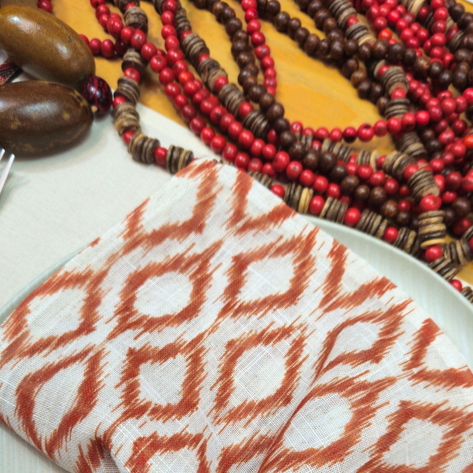 BIOJoias Decoração de Mesa de Fazenda Colar Decorativo de Mesa Açaí de Coco Feito à Mão para Sala de Estar, Quarto, Entrada
