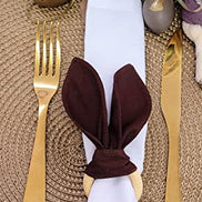 Maison Charlo | Set of 4 Brown Bunny Ears Napkin Rings |  Easter Decorations for Table | Chocolate Brown