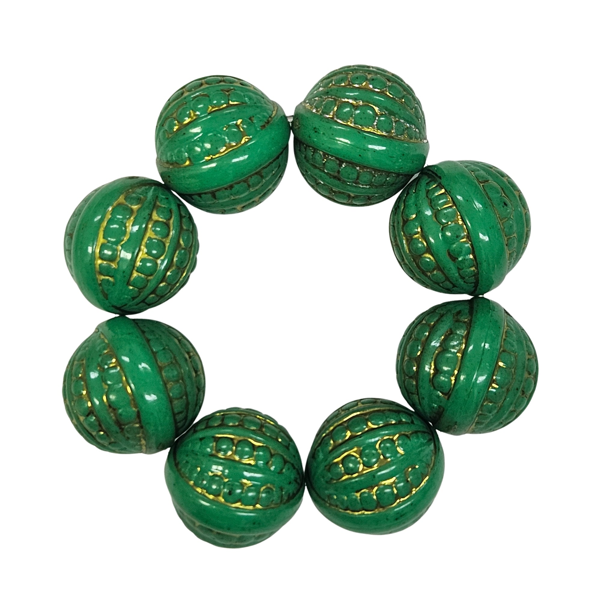 Maison Charlô | Conjunto com 4 Anéis de Guardanapo Verdes Brilhantes com Contas | Anel de Guardanapo Rústico | Feito à Mão