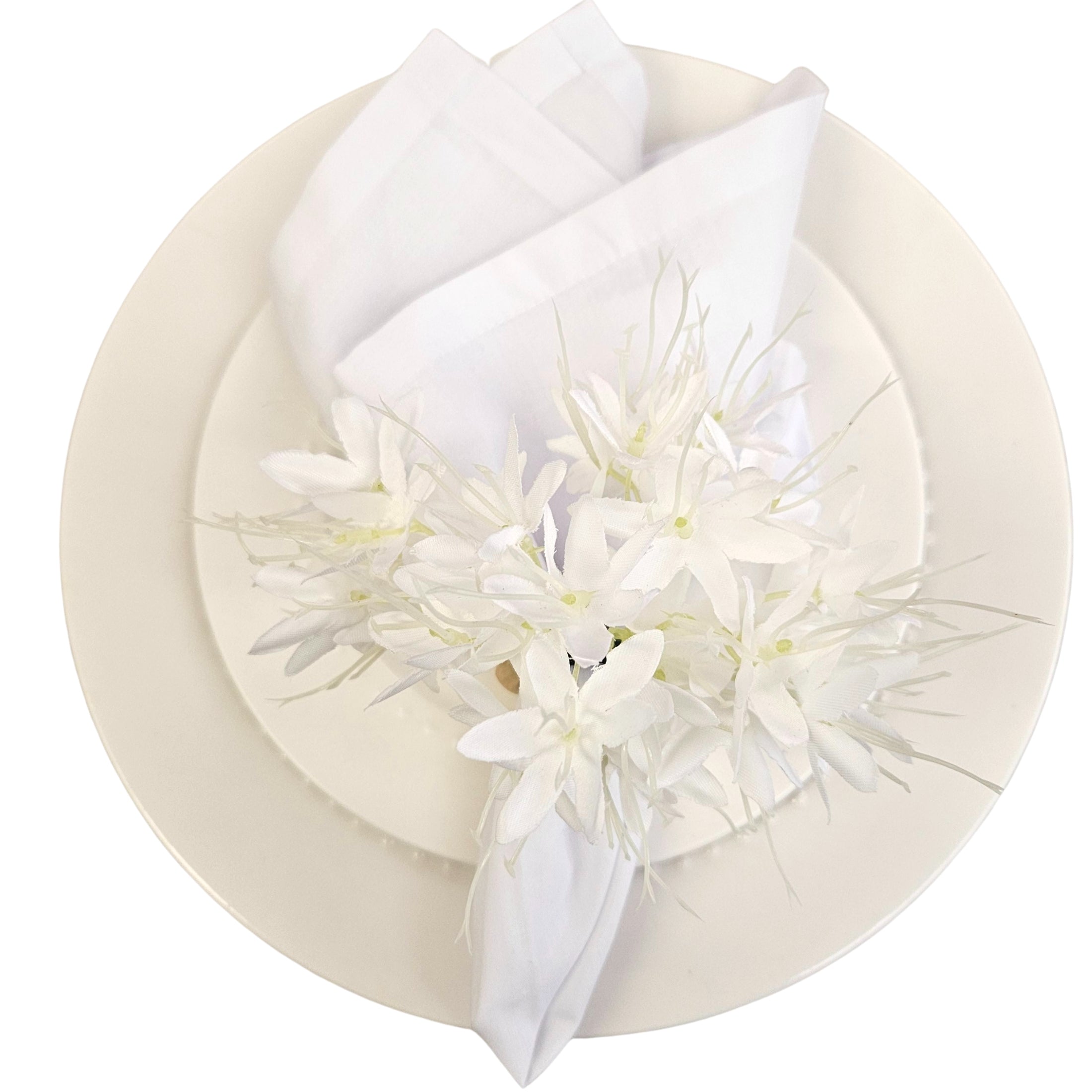 Set of 4 White Mini Lilies Flower Napkin Rings for party, wedding, birthday, celebration