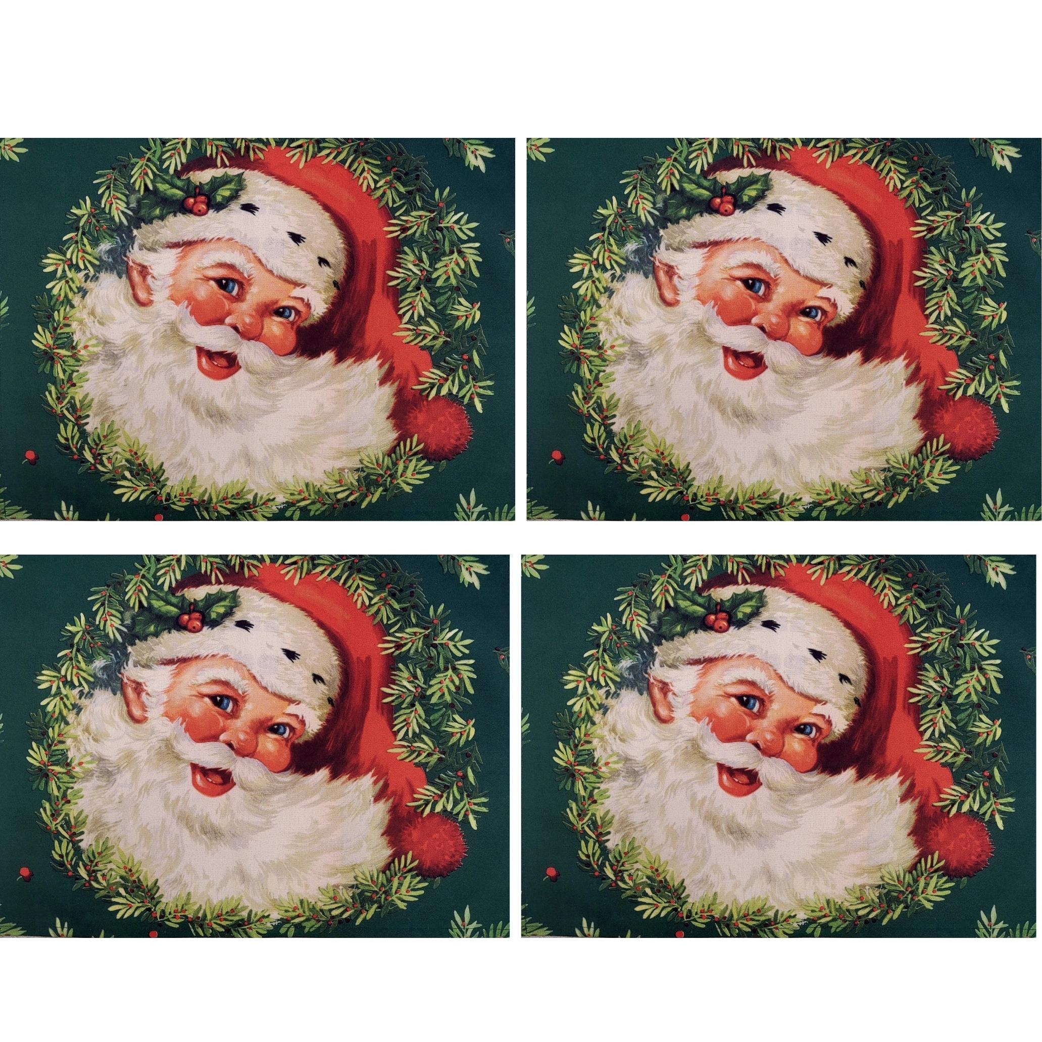 Set of 4 Placemats Christmas Santa Claus Cloth Waterproof 17