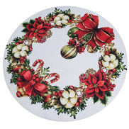Conjunto de 4 Capas de Sousplat Redondas Guirlanda de Natal Tecido 35,5 cm Diâmetro | Bege