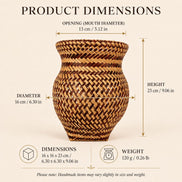 Brazilian Indigenous Art | Urutu Baniwa Jar – Terracotta 6.30 x 6.30 x 9.06 in