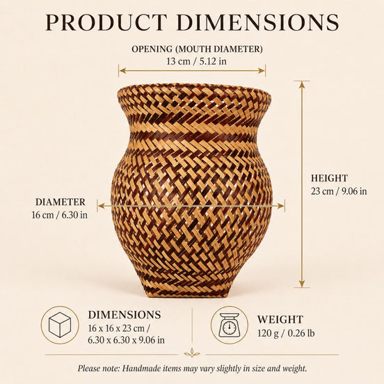 Brazilian Indigenous Art | Urutu Baniwa Jar – Terracotta 6.30 x 6.30 x 9.06 in