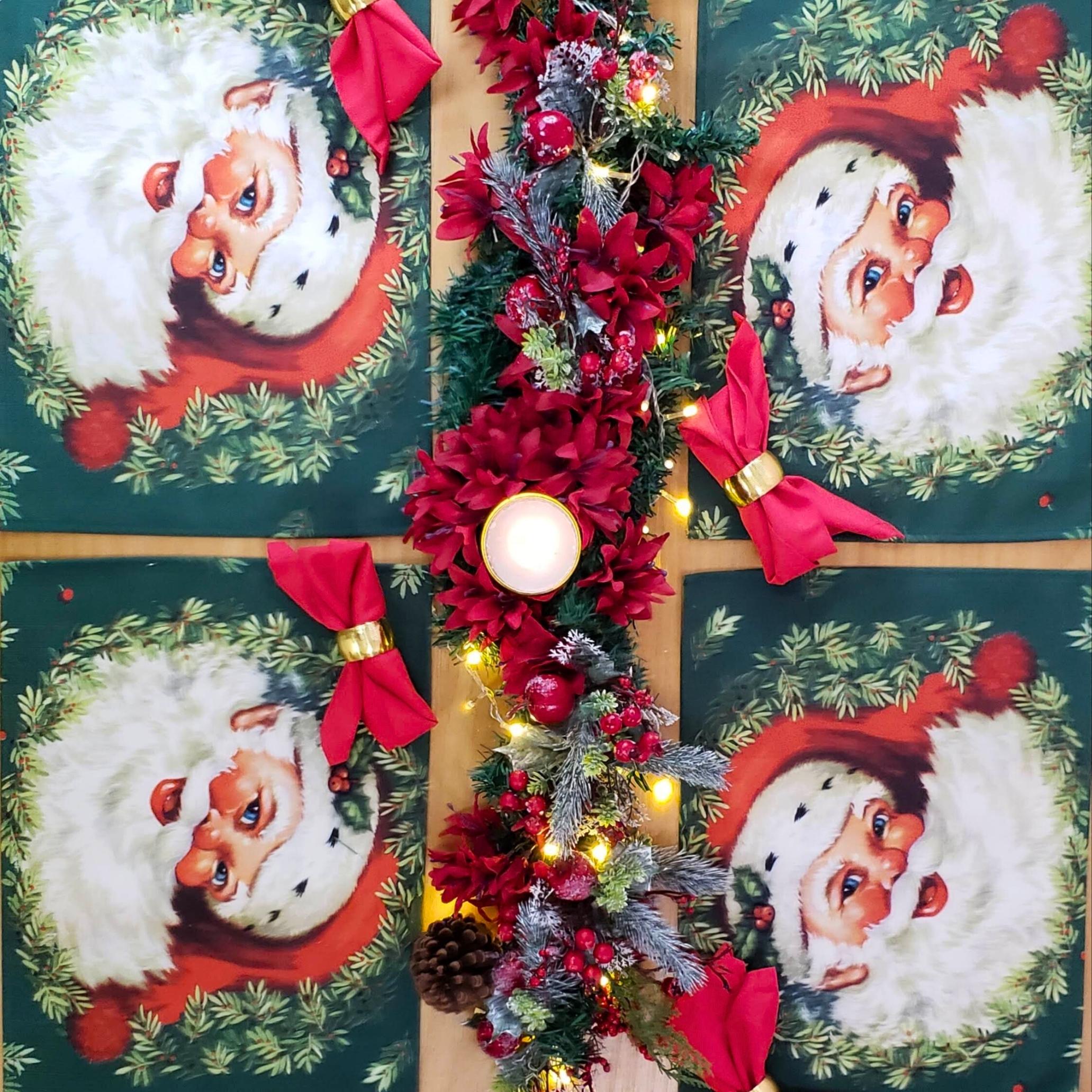 Set of 4 Placemats Christmas Santa Claus Cloth Waterproof 17