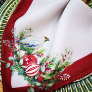 Conjunto de 4 Guardanapos de Pano Charlo - Pássaro de Natal Marsala 40,6cm x 40,6cm - Vermelho