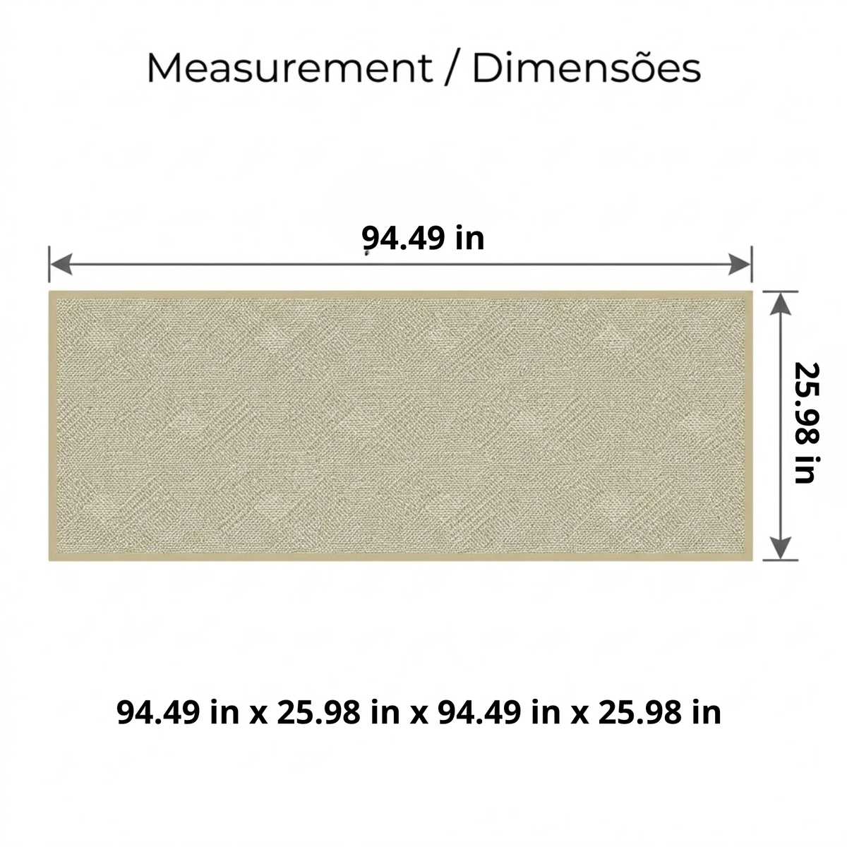 Sisal Lancer Non-Slip Runner Rug 94.49 x 25.98 in