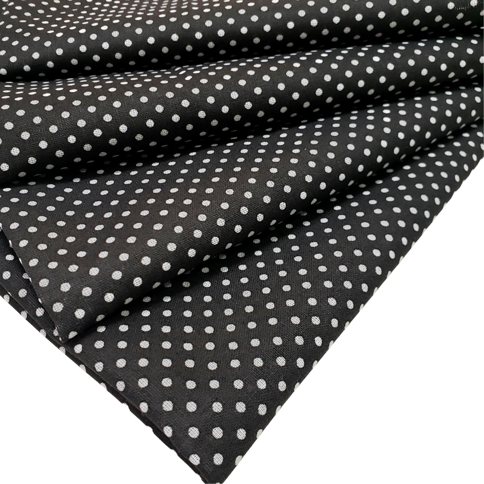 Jogo de 4 Guardanapos de Pano Charlo de Bolinhas Pretas 100% Algodão 38 cm x 38 cm Lavável Reutilizável