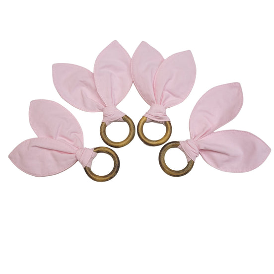 Maison Charlo | Anéis de Guardanapo de Orelha de Coelho Rosa Antigo - Conjunto de 4 unidades | Decoração de Mesa de Jantar