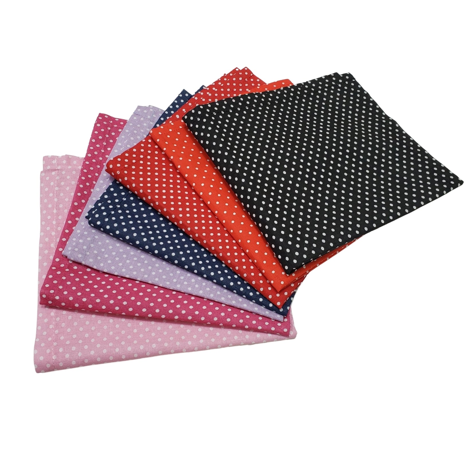 Jogo de 4 Guardanapos de Pano Charlo de Bolinhas Pretas 100% Algodão 38 cm x 38 cm Lavável Reutilizável